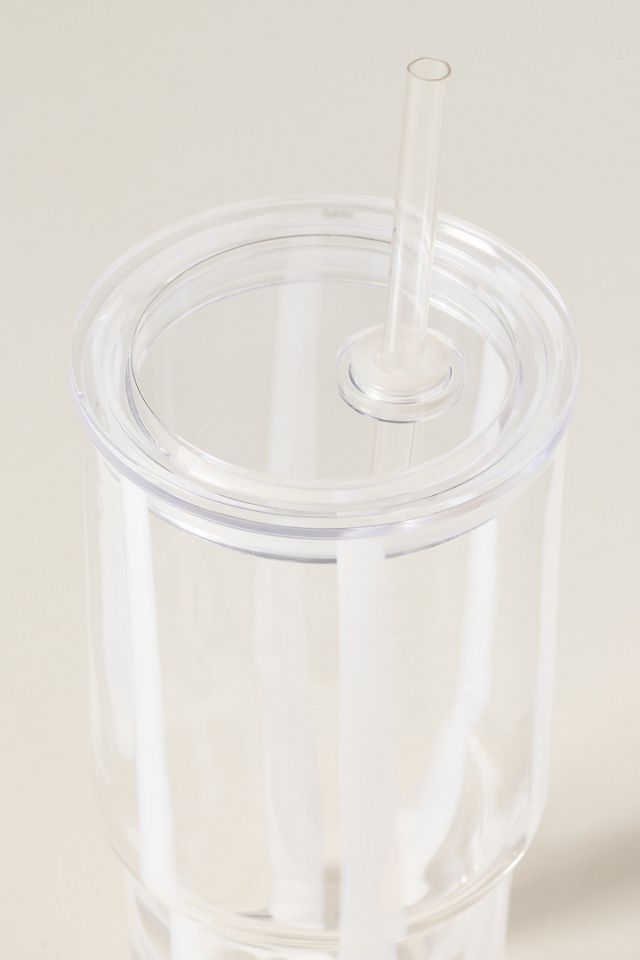 The Ribbon Stripe Glass Tumbler with Lid #3