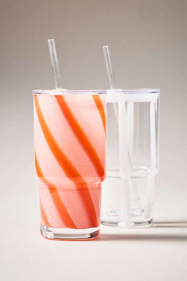 The Ribbon Stripe Glass Tumbler with Lid #5