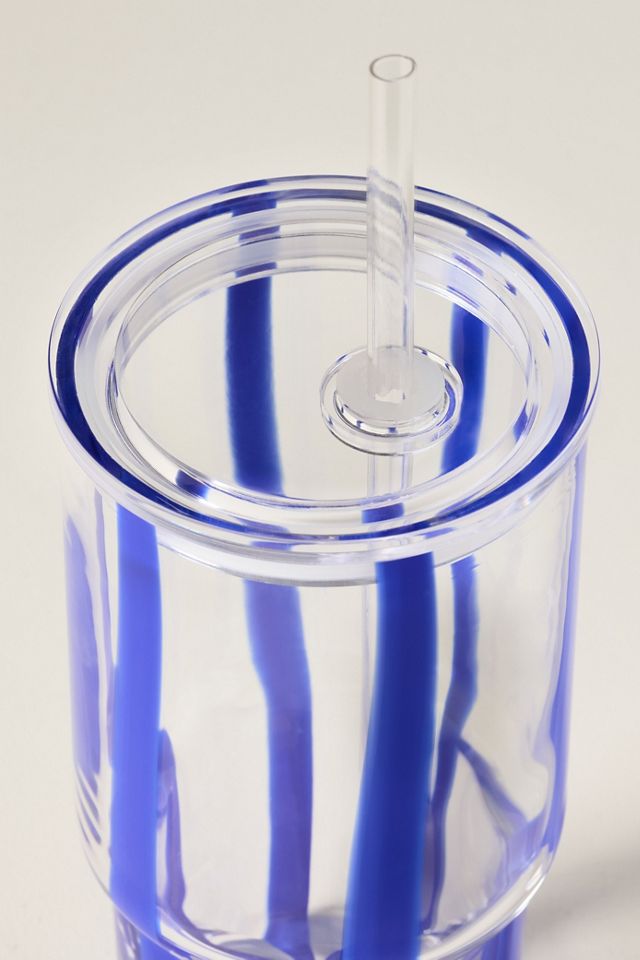 The Ribbon Stripe Glass Tumbler with Lid #2