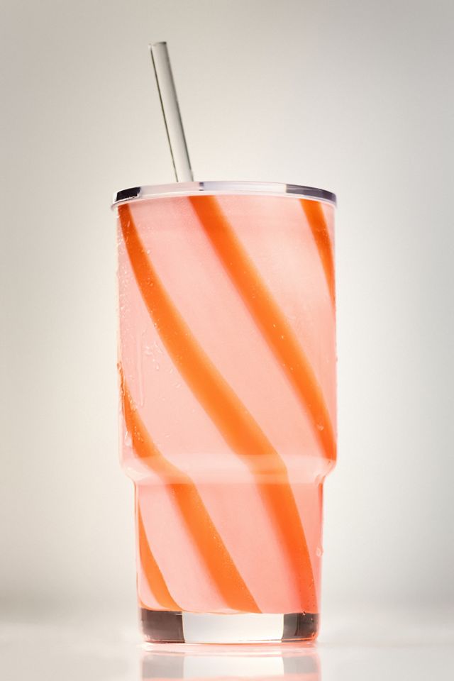 The Ribbon Stripe Glass Tumbler with Lid #4