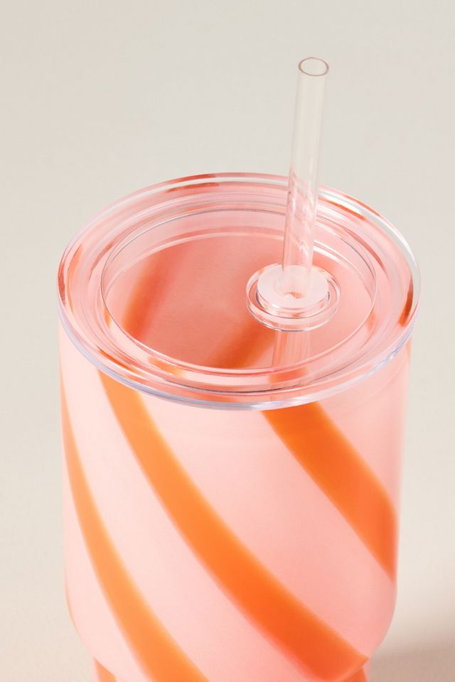 The Ribbon Stripe Glass Tumbler with Lid #3
