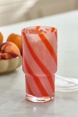 The Ribbon Stripe Glass Tumbler with Lid