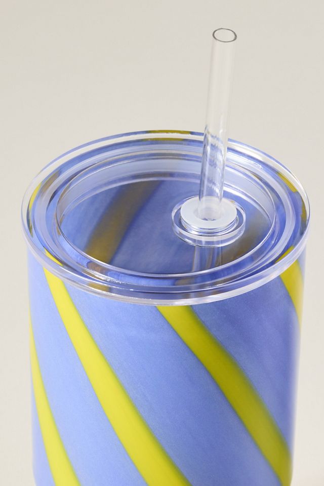 The Ribbon Stripe Glass Tumbler with Lid #3