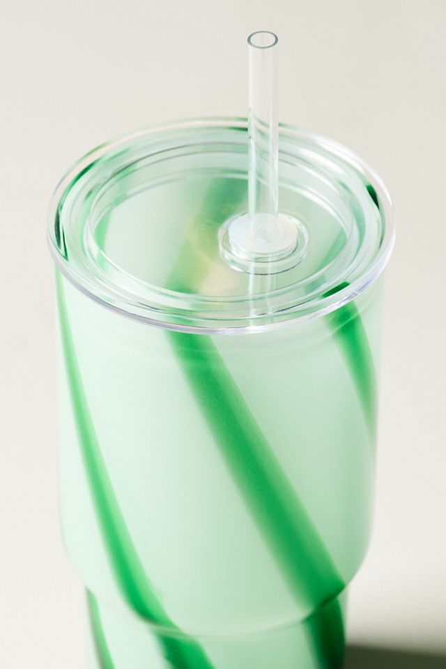 The Ribbon Stripe Glass Tumbler with Lid #3