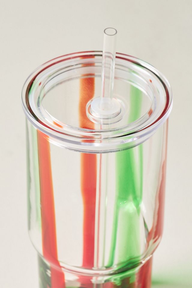The Ribbon Stripe Glass Tumbler with Lid #3