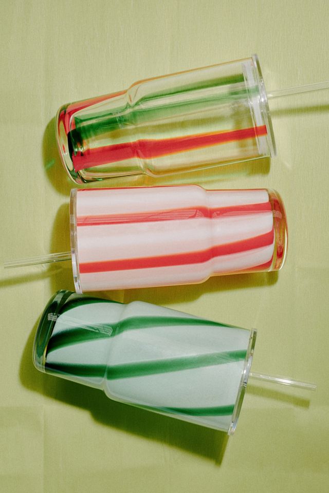 The Ribbon Stripe Glass Tumbler with Lid #4