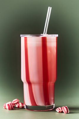 The Ribbon Stripe Glass Tumbler with Lid