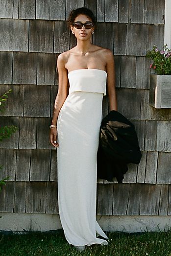 anthropologie evening dresses Delfi Laurel Maxi Dress 20% linen Front knot detail V Wedding Party & Bridal Event