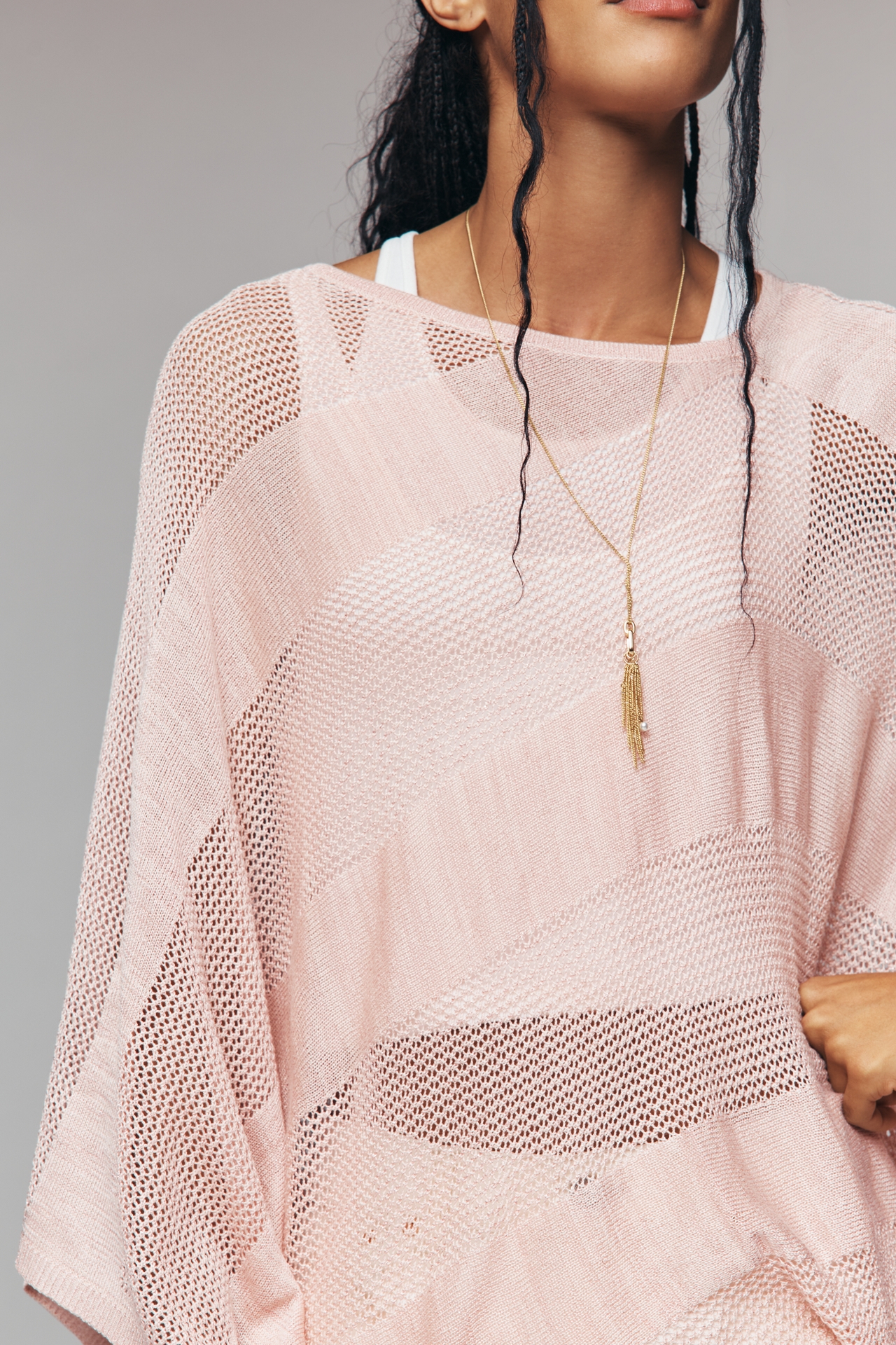 Do Everything in Love Open-Knit Poncho