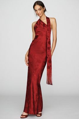 Amanda Uprichard Sonya Fringe Scarf Maxi Dress