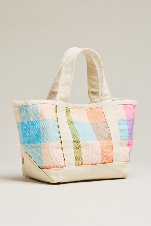 Sunshine Tienda Mini Rainbow Plaid Canvas Tote #1