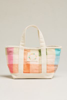 Sunshine Tienda Mini Rainbow Plaid Canvas Tote