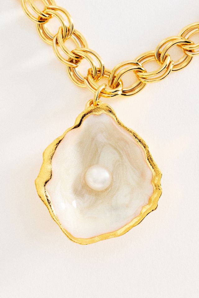 The Pink Reef Handpainted Oyster Necklace #1