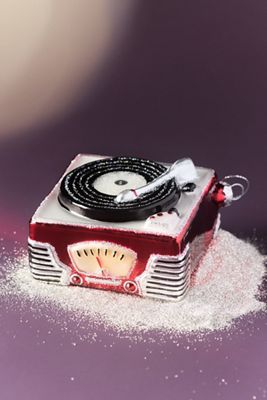 Record Player Glass Ornament