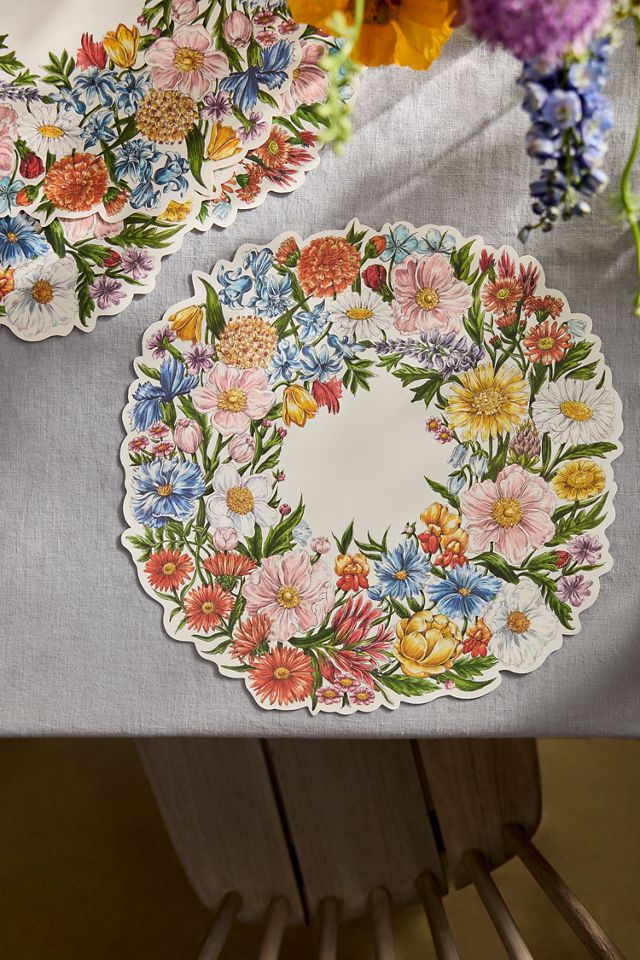 Wildflower Wreath Paper Placemats, Set of 12 #1