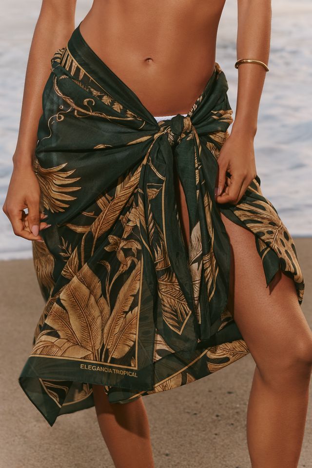 Agua Bendita Jungle Luxe Bird Cotton Silk Sarong #1