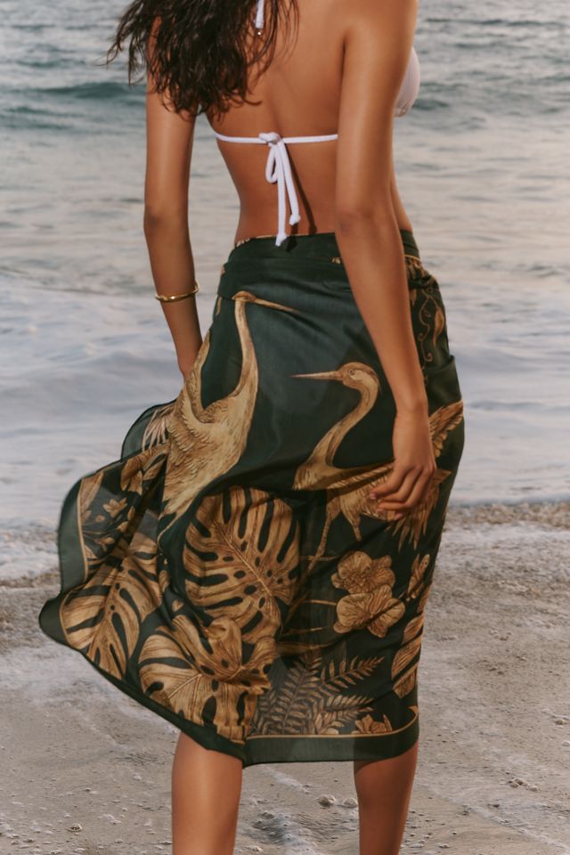 Agua Bendita Jungle Luxe Bird Cotton Silk Sarong #2