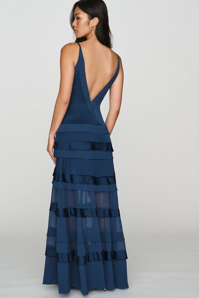 BHLDN Ruffled Satin Maxi Dress #1
