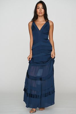 BHLDN Ruffled Satin Maxi Dress