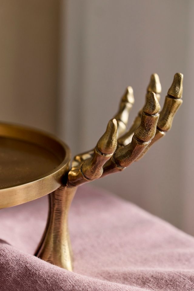 Brass Skeleton Hand Plant Stand #2