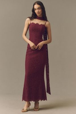 boutique lace plunge maxi bridesmaid dress Blush Oasis Delicate Lace Bodice Maxi Bridesmaid Dress