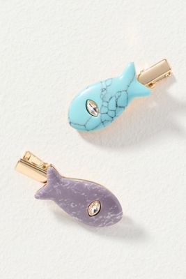 Stone Fish Hair Clips, Set of 4