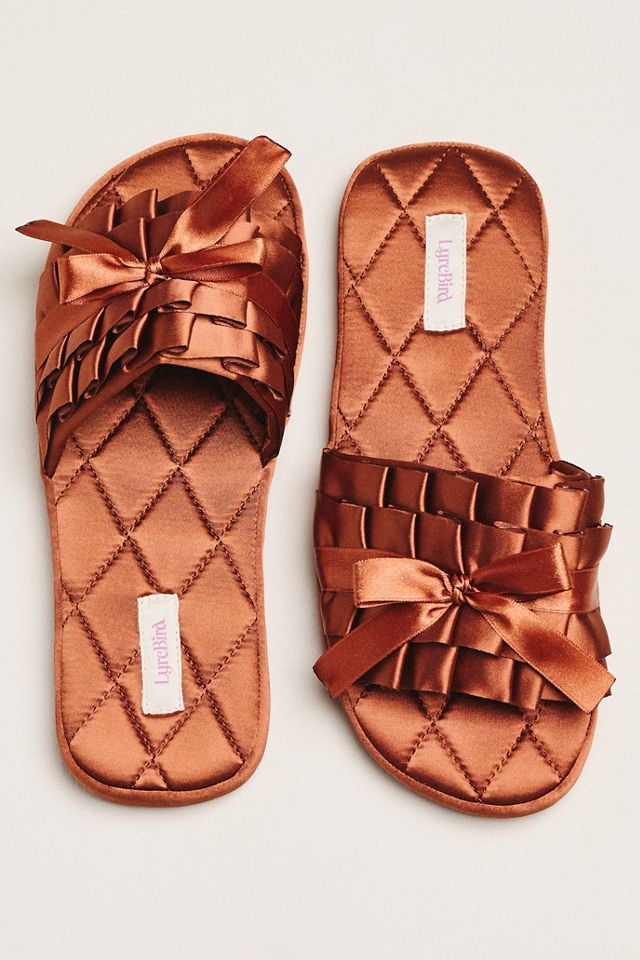 LyreBird Satin Bow Slippers #1