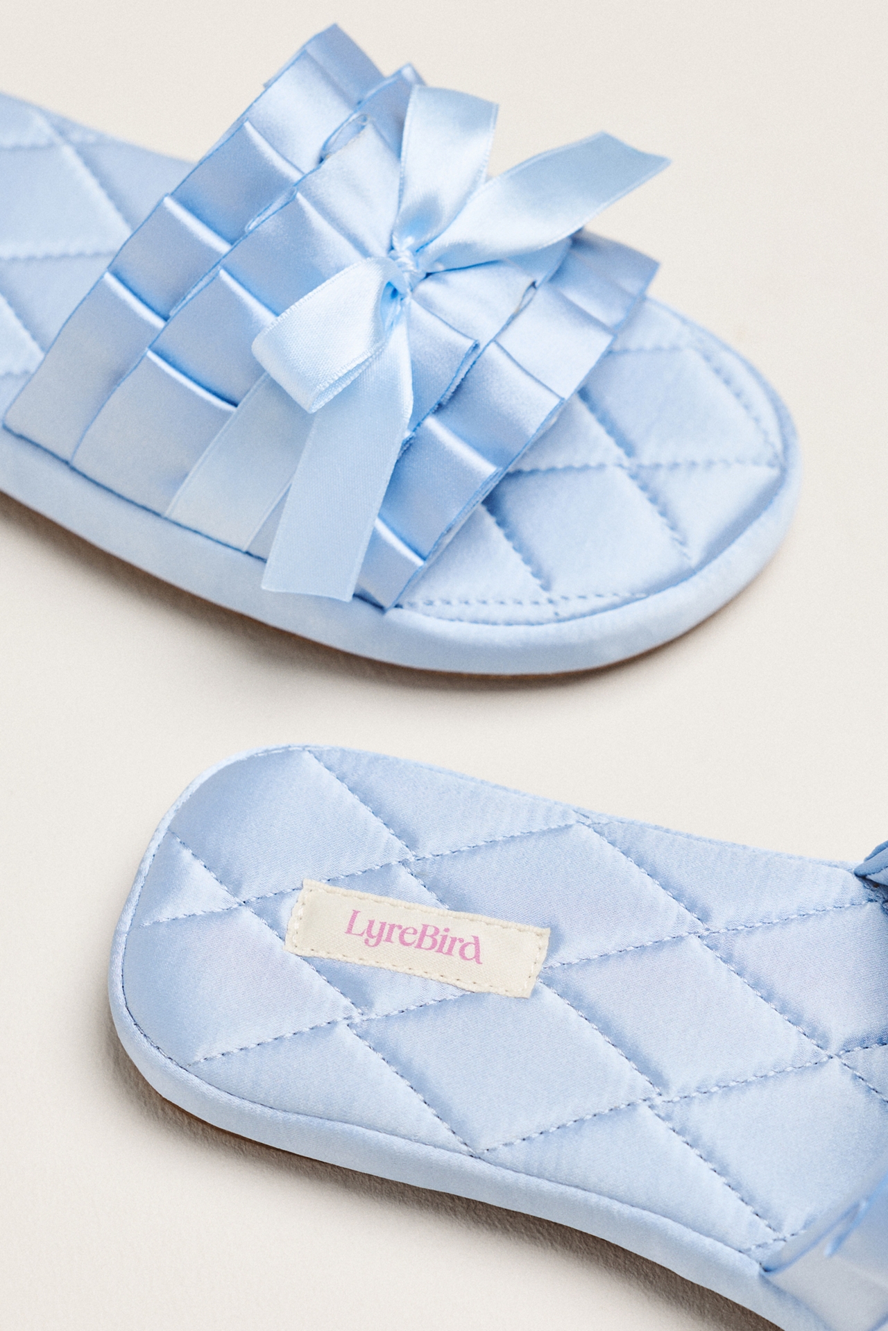LyreBird Satin Bow Slippers