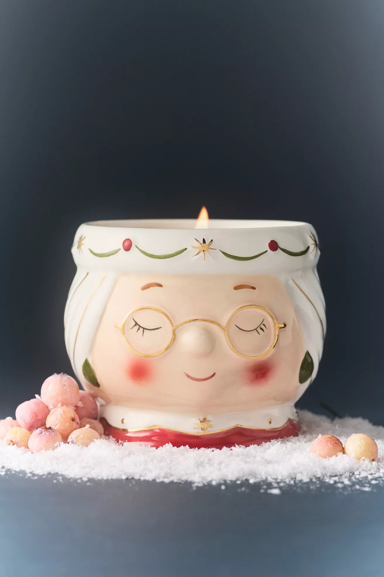 Mrs. Claus Woody Fresh Balsam & Cedarwood Ceramic Candle