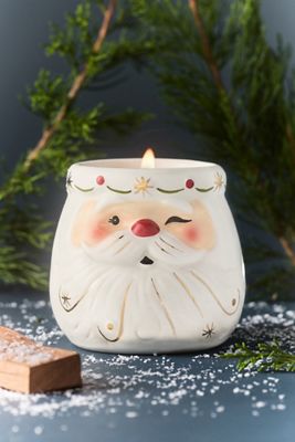 Winking Santa Woody Fresh Balsam & Cedarwood Ceramic Candle