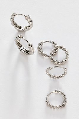 Textured Hoop Earrings, Set of 3