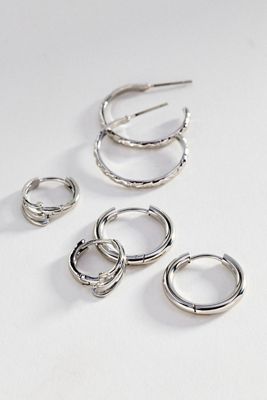 Textured Hoop Earrings, Set of 3