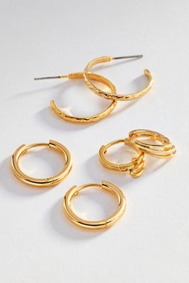 Boucles d'oreilles créoles texturées, ensemble de 3