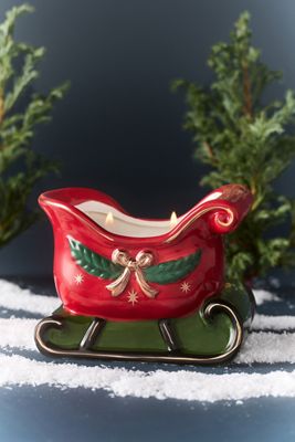 Santa's Sleigh Fresh Journey To The Alps Ceramic Candle