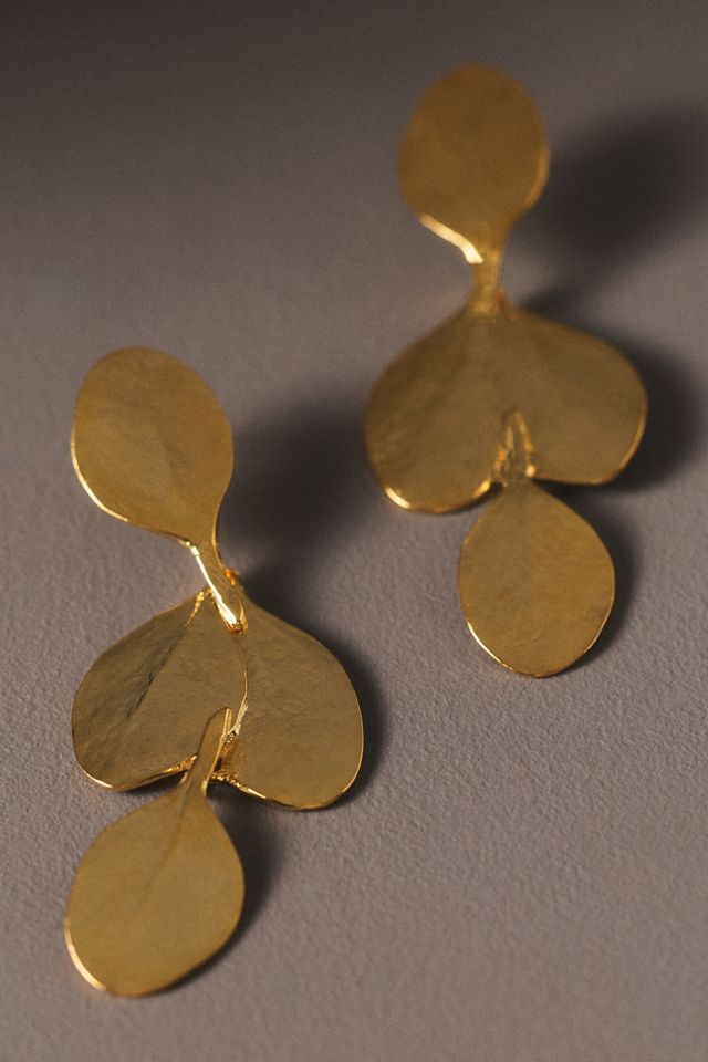Kenneth Jay Lane Golden Leaf Drop Earrings #1