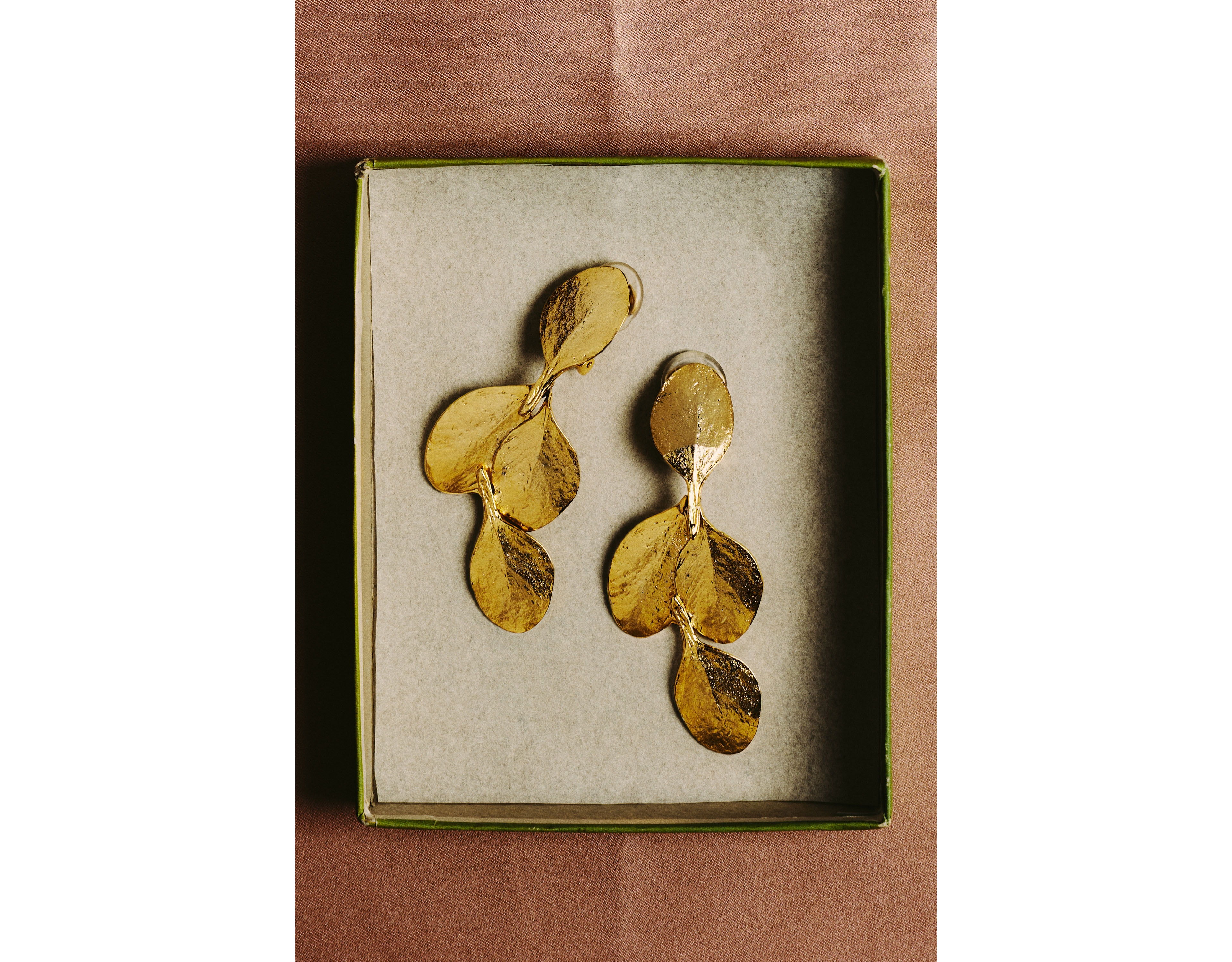 Kenneth Jay Lane Golden Leaf Drop Earrings