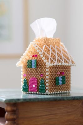 Susan Alexandra Beaded Gingerbread House Tissue Cover
