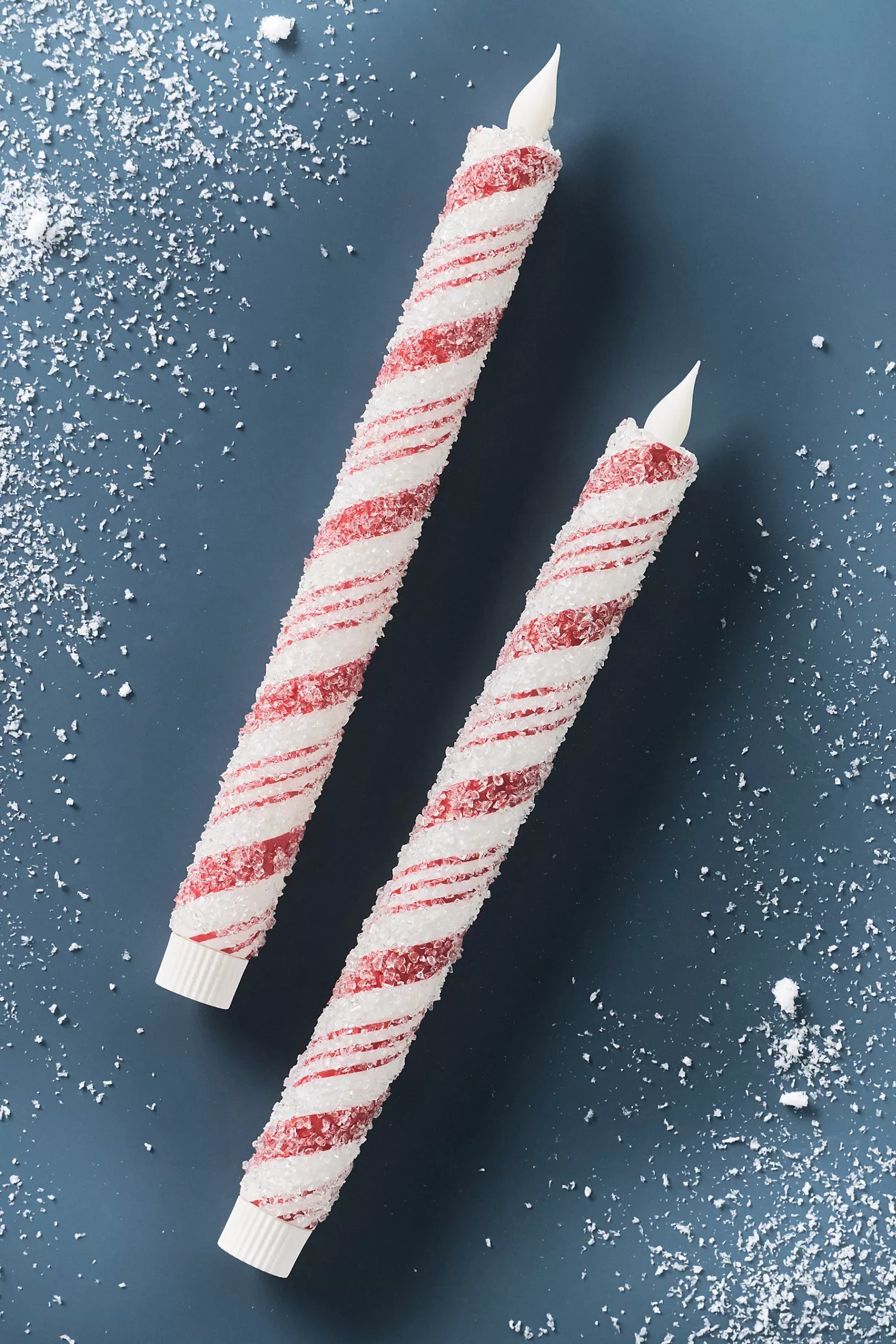 Flameless LED Candy Cane Tapers, Set of 2 - thumbnail 2