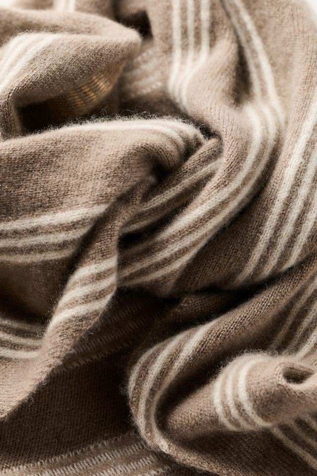 White + Warren 100% Cashmere Striped Triangle Scarf #1