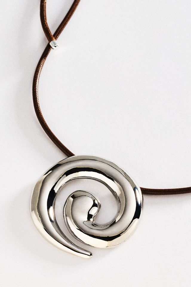 Swirl Pendant Cord Necklace #2