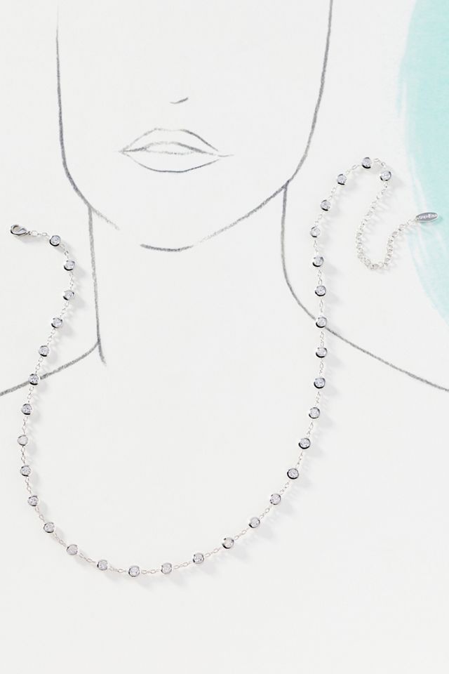 Bezel Crystal Station Necklace #2