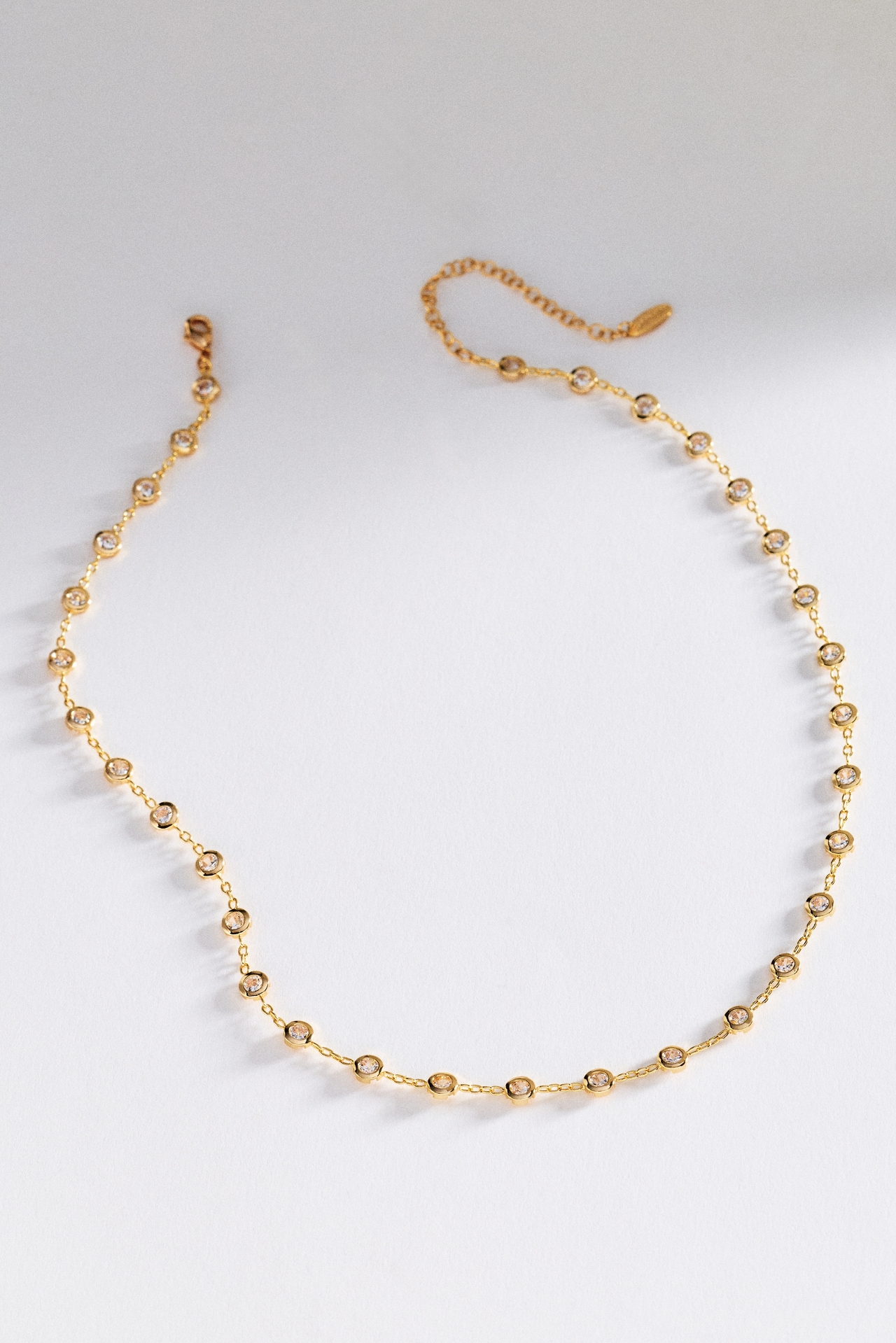 Bezel Crystal Station Necklace