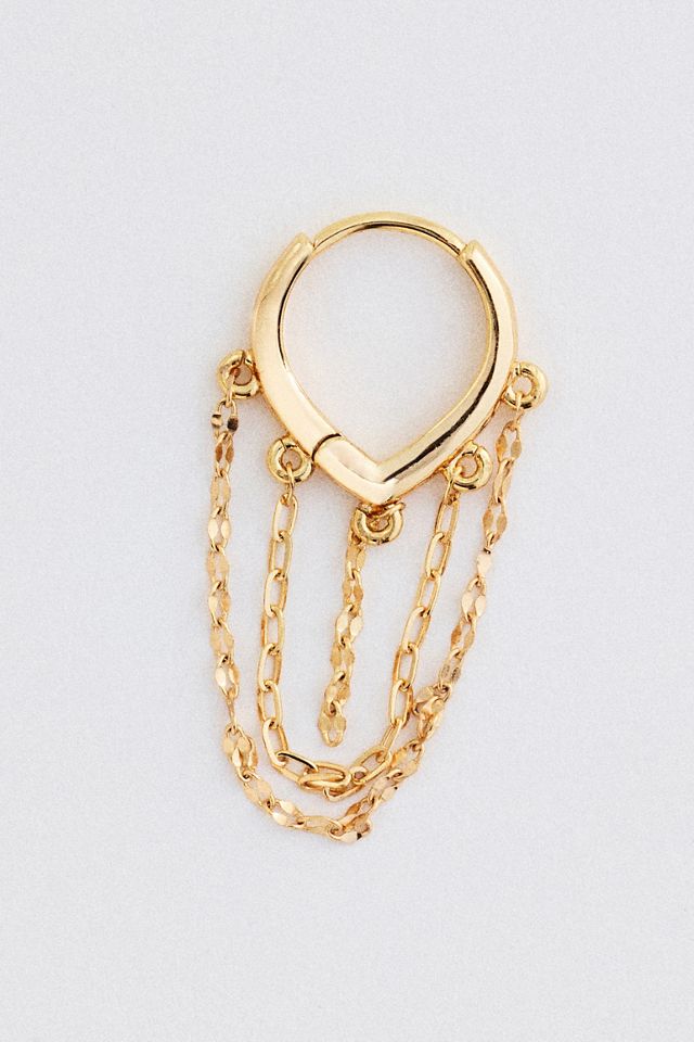 Fringe Chain Huggie Earrings #1