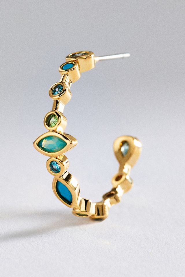 Mixed Stone Hoop Earrings #1