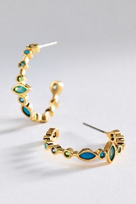 Mixed Stone Hoop Earrings