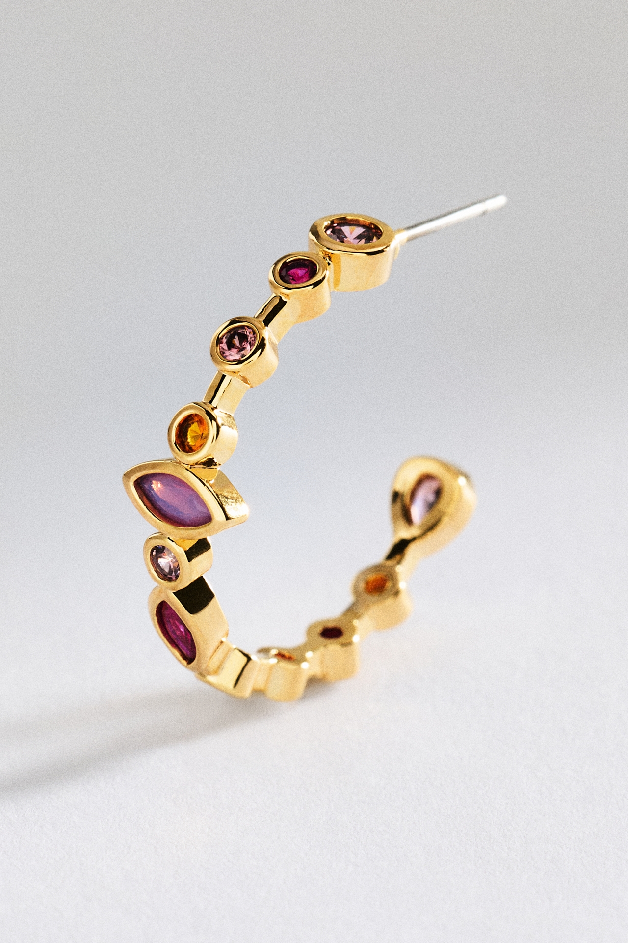 Mixed Stone Hoop Earrings