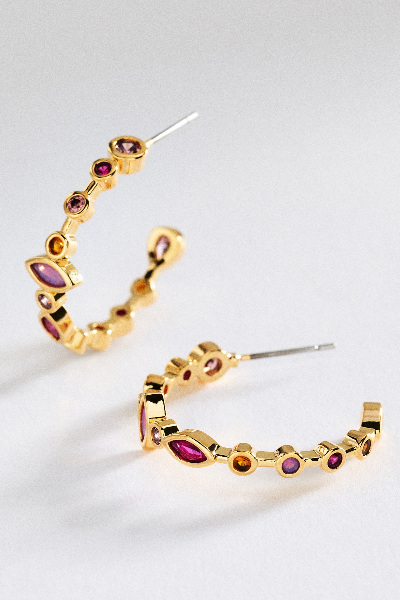 Mixed Stone Hoop Earrings