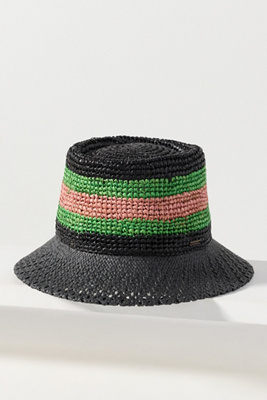 Brixton Ellee Festival Straw Bucket Hat In Black