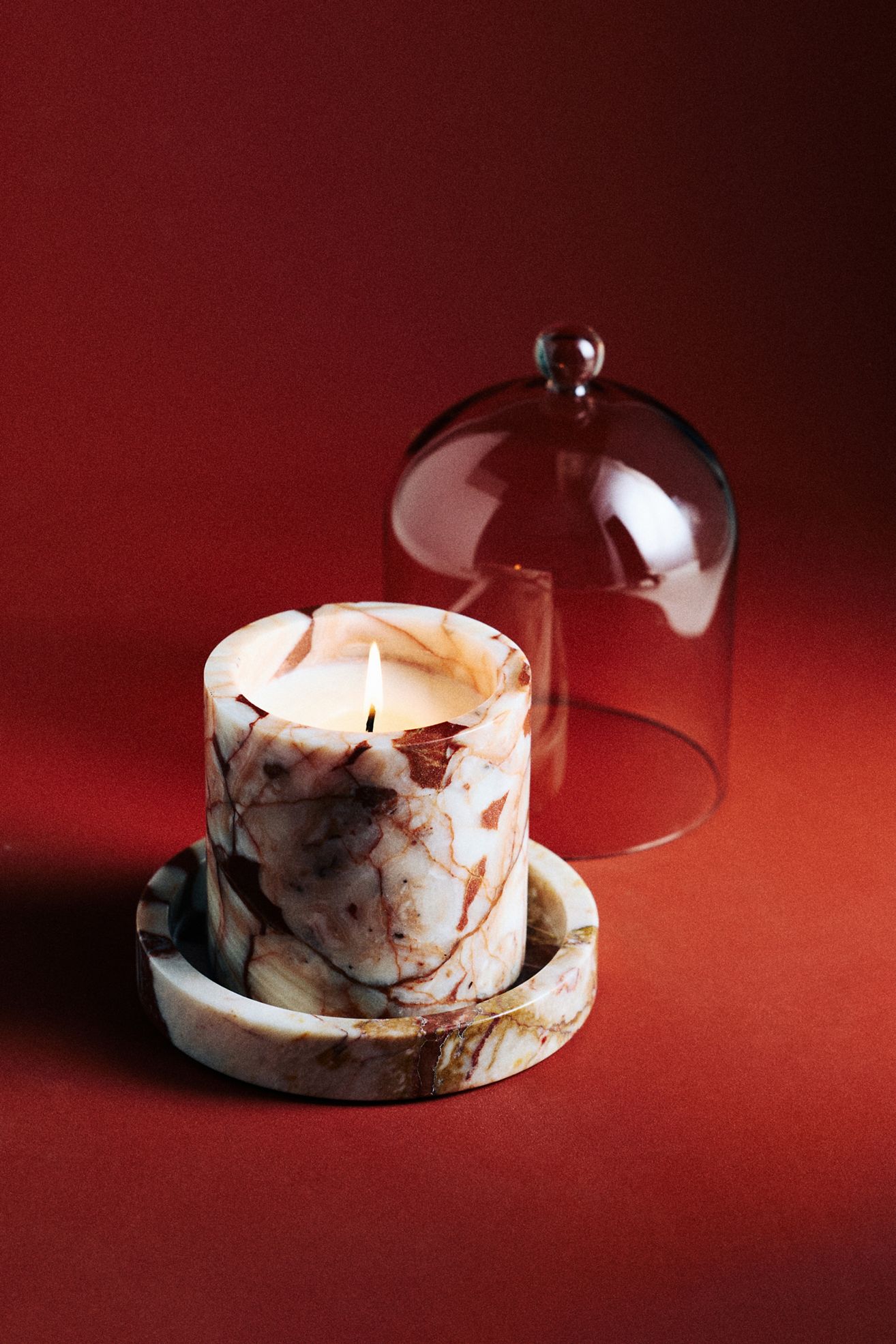 Poured New York Candle Cloche + Stone - Red, One Size