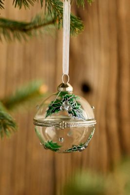 Holly Sprigs Glass Globe Ornament